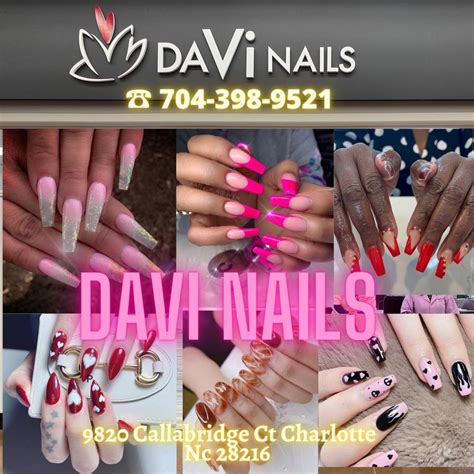 Davi nails charlotte nc - DAVI NAILS is one of Sanford’s most popular Nail salon, offering highly personalized services such as Nail salon, Waxing hair removal service, etc at affordable prices. DAVI NAILS in Sanford, NC. 3.7 ... 2916 S Horner Blvd, Sanford, NC 27332, United States +1 (919) 776-0008.